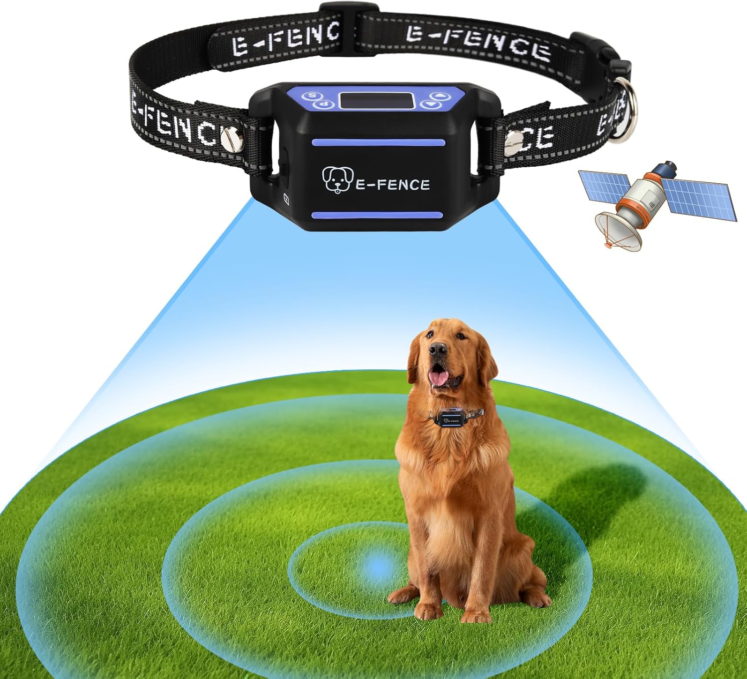 E-FENCE GPS Wireless Dog Collar Fence System,Electric Fence for Dogs,Adjustable Warning Strength,Pet Containment System, Outdoor Use Only